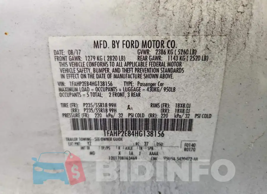 1FAHP2E84HG138156 Photo# 12