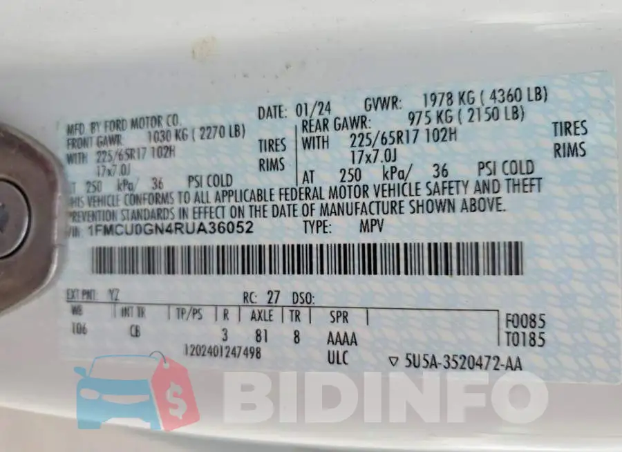 1FMCU0GN4RUA36052 Photo# 13