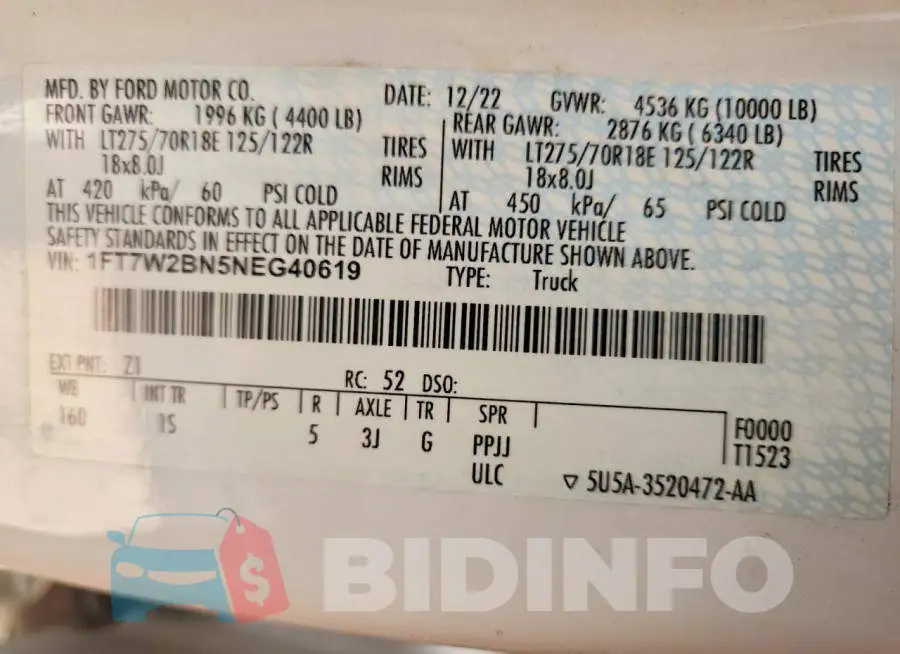 1FT7W2BN5NEG40619 Photo# 12