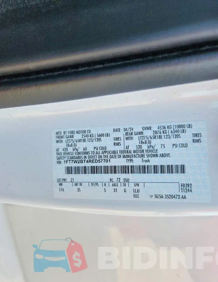 1FT7W2BT4RED57701 Photo# 12