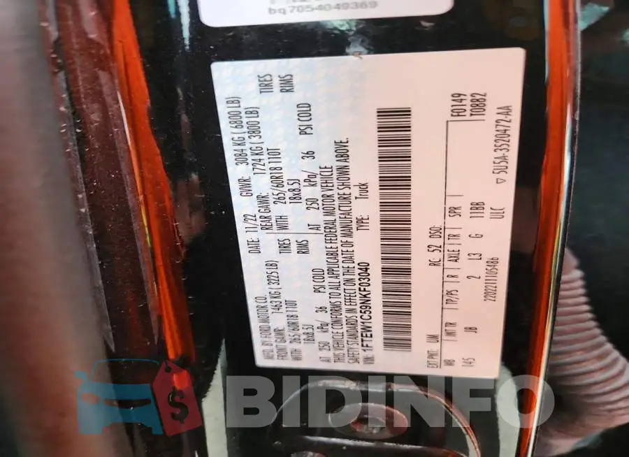 1FTEW1C59NKF03040 Photo# 12