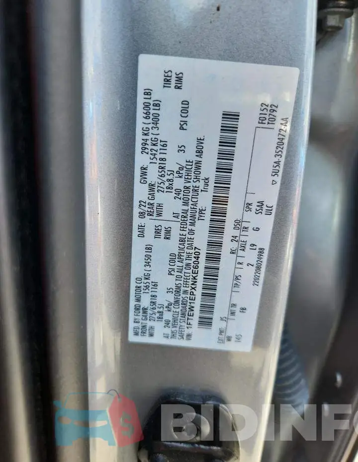 1FTEW1EPXNKE60407 Photo# 12