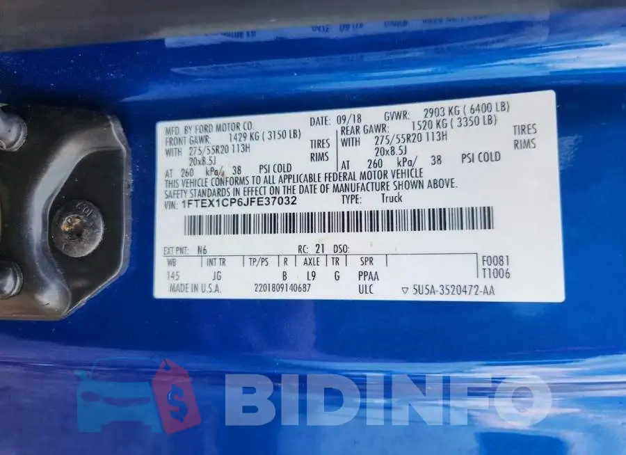 1FTEX1CP6JFE37032 Photo# 12