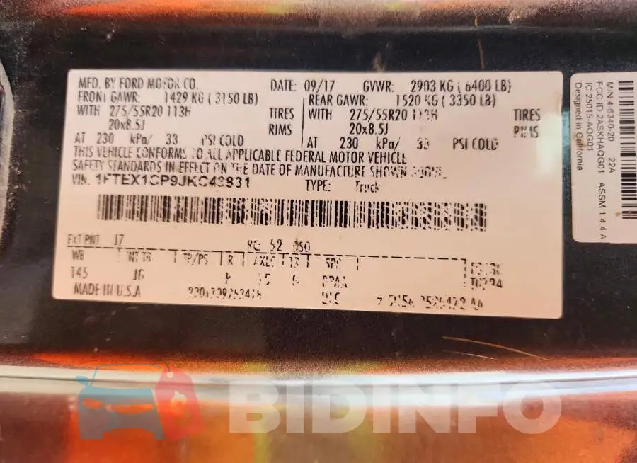 1FTEX1CP9JKC43831 Photo# 12