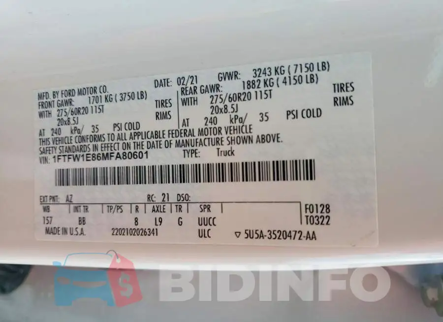 1FTFW1E86MFA80601 Photo# 12