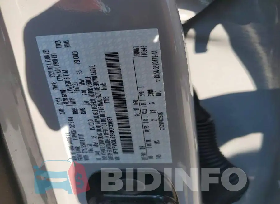 1FTFW3L53RKF33687 Photo# 12
