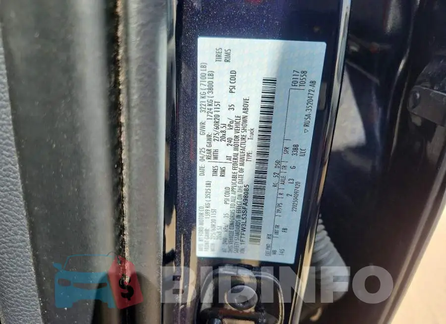 1FTFW3L53SFA98085 Photo# 12
