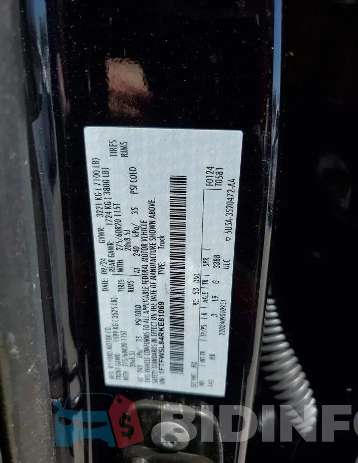 1FTFW5L84RKE81069 Photo# 12