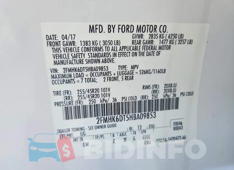 2FMHK6DT5HBA09853 Photo# 13