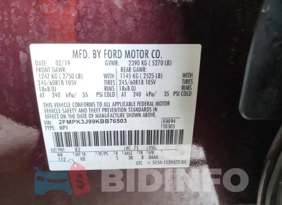 2FMPK3J99KBB76503 Photo# 13