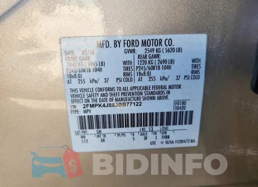 2FMPK4J88JBB77122 Photo# 14
