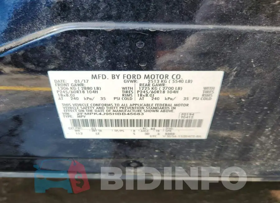 2FMPK4J95HBB45683 Photo# 14