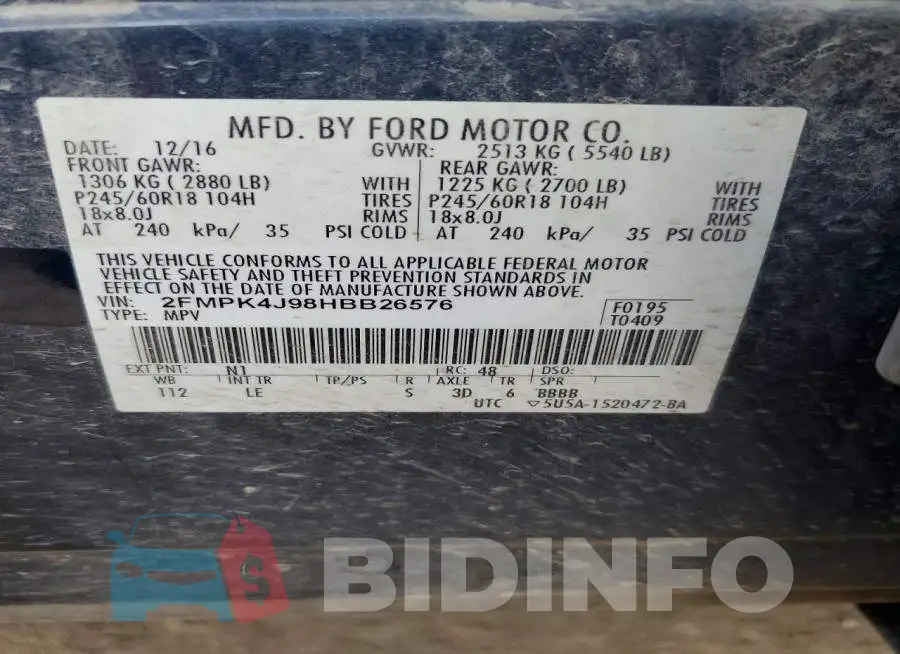2FMPK4J98HBB26576 Photo# 12