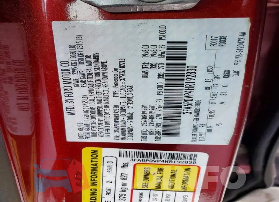 3FA6P0VP4HR192830 Photo# 12