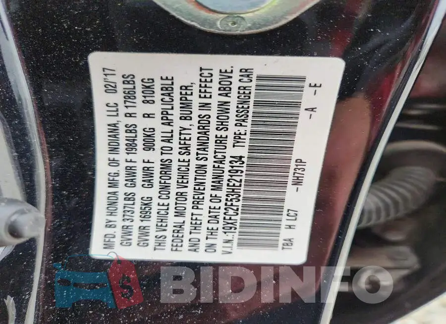 19XFC2F53HE219134 Photo# 12