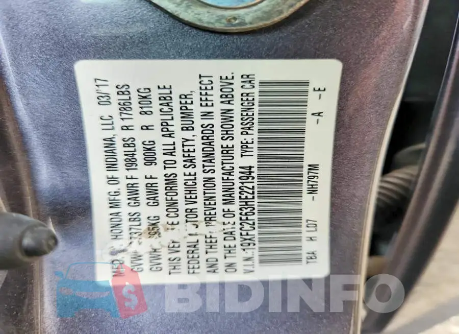19XFC2F63HE221944 Photo# 12
