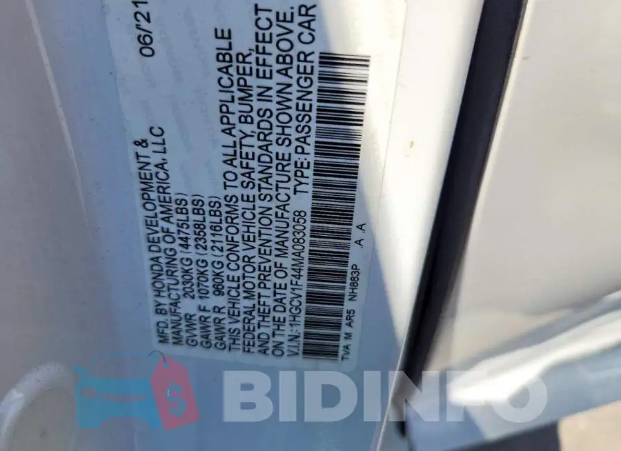 1HGCV1F44MA083058 Photo# 12