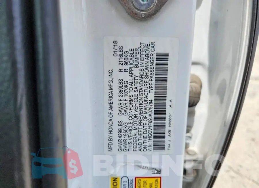 1HGCV1F69JA079794 Photo# 12