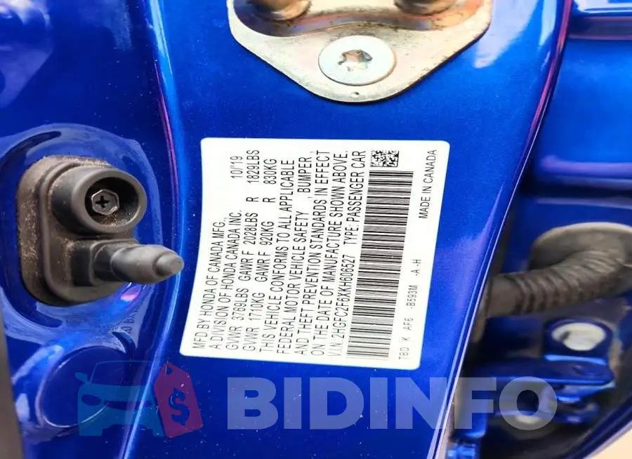 2HGFC2F6XKH606527 Photo# 12