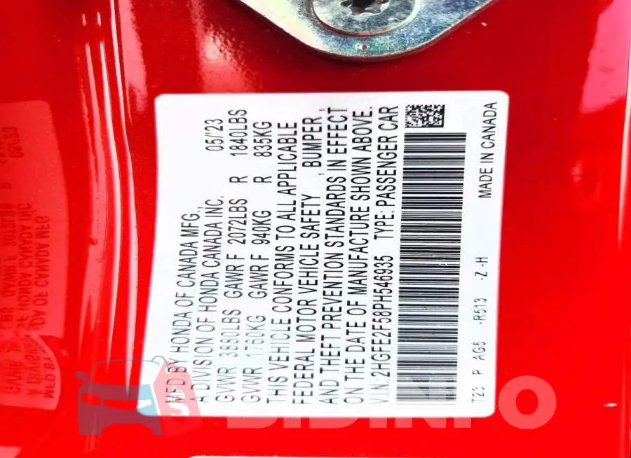 2HGFE2F58PH546935 Photo# 12