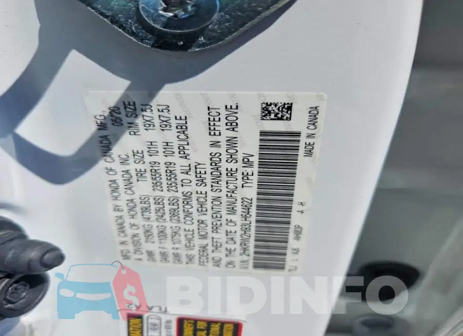 2HKRW2H93LH644622 Photo# 13