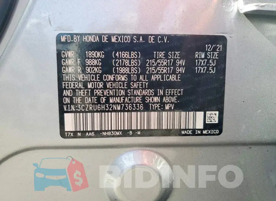 3CZRU6H32NM736336 Photo# 13