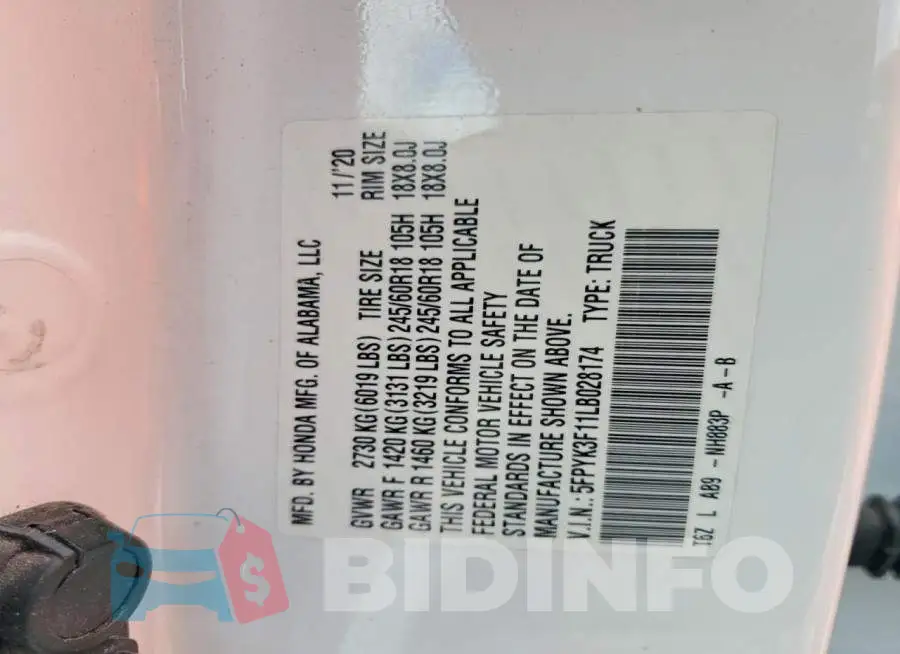 5FPYK3F11LB028174 Photo# 12