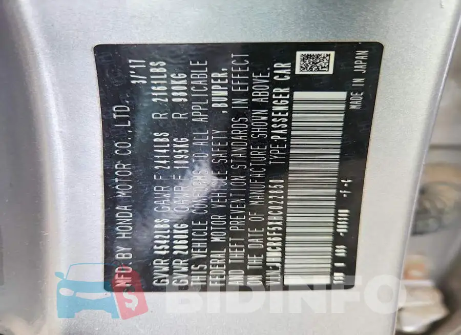 JHMCR6F5XHC022850 Photo# 12