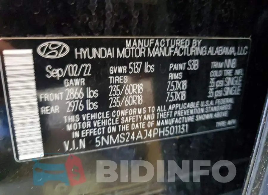 5NMS24AJ4PH501131 Photo# 13