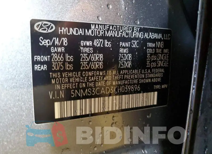 5NMS3CAD3KH039896 Photo# 13