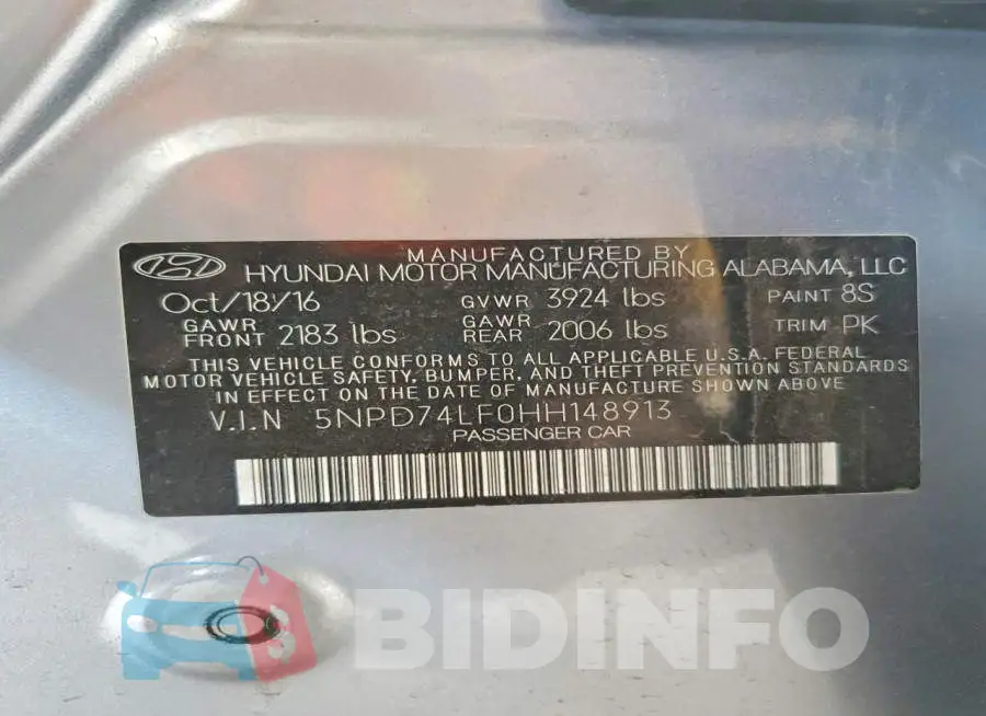 5NPD74LF0HH148913 Photo# 12