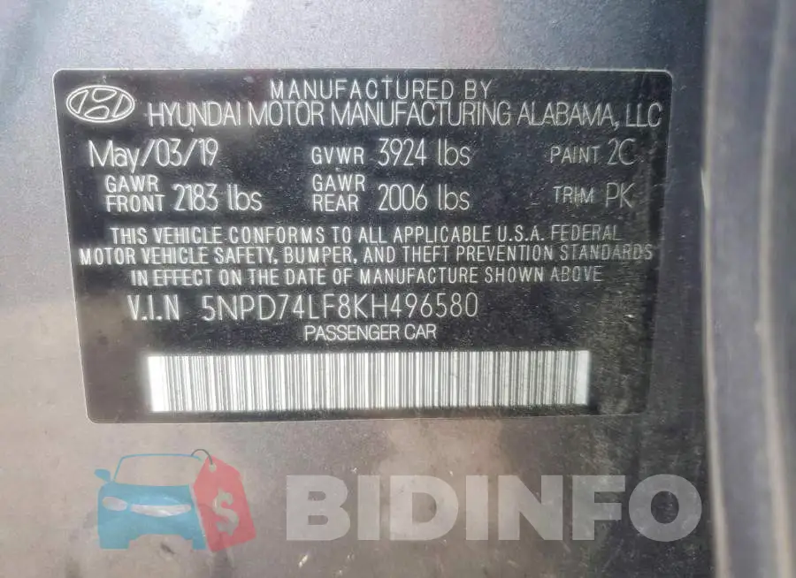 5NPD74LF8KH496580 Photo# 12