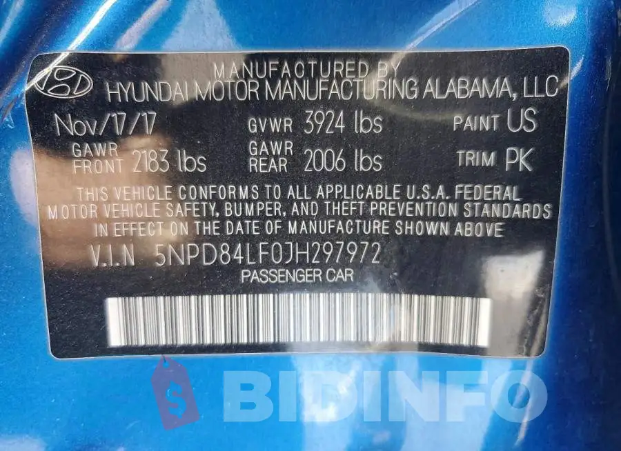 5NPD84LF0JH297972 Photo# 12
