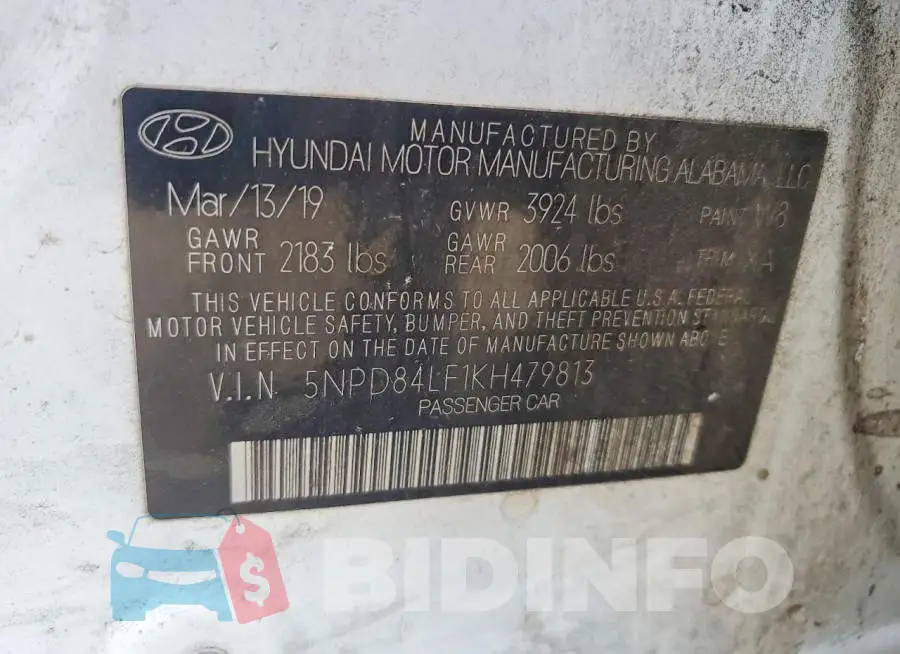 5NPD84LF1KH479813 Photo# 12