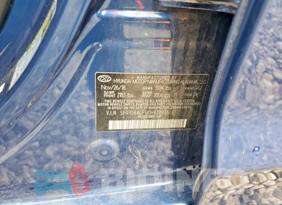 5NPD84LF5KH438956 Photo# 12