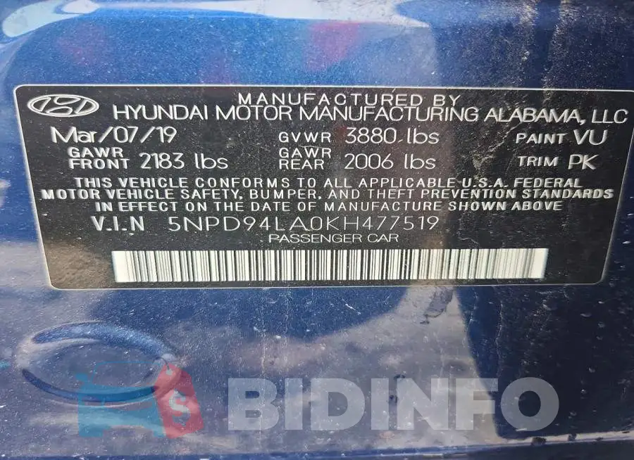 5NPD94LA0KH477519 Photo# 12
