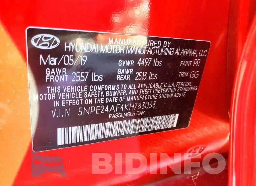 5NPE24AF4KH783033 Photo# 13