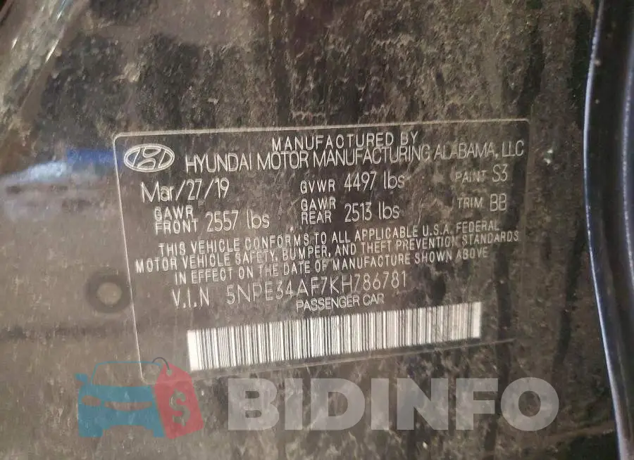 5NPE34AF7KH786781 Photo# 12