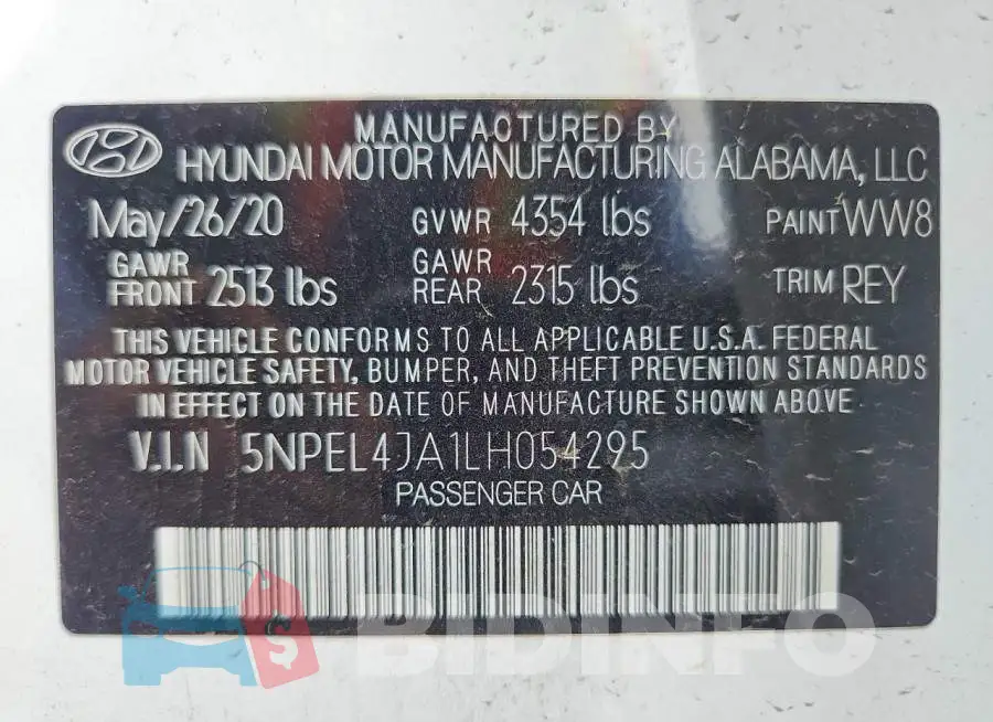 5NPEL4JA1LH054295 Photo# 12