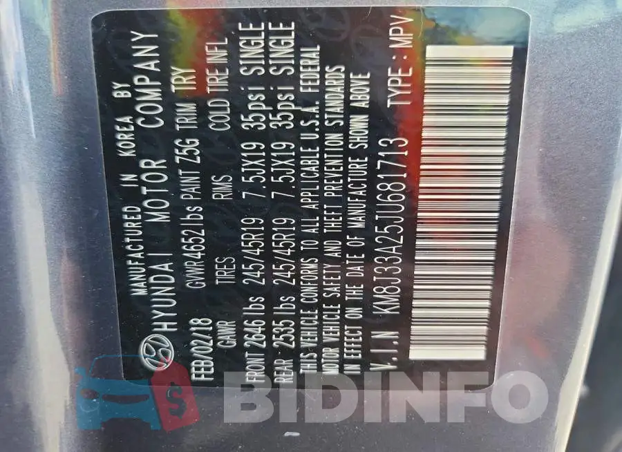 KM8J33A25JU681713 Photo# 13