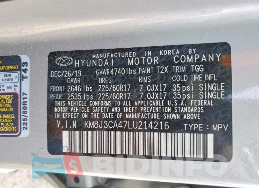 KM8J3CA47LU214216 Photo# 13