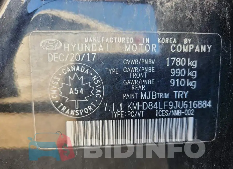 KMHD84LF9JU616884 Photo# 13