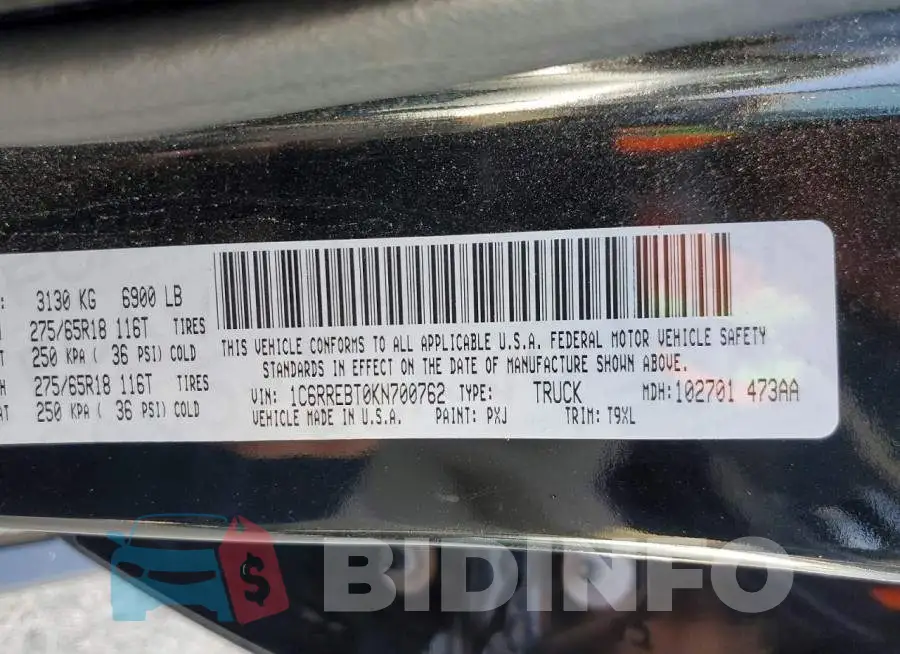 1C6RREBT0KN700762 Photo# 12