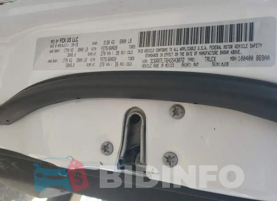 3C6RR7LT6HG543072 Photo# 12