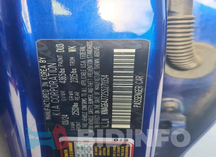 KNAG64J72S5271354 Photo# 12