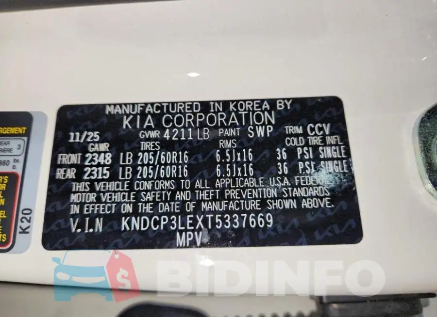 KNDCP3LEXT5337669 Photo# 13