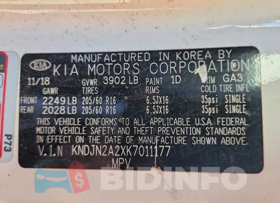 KNDJN2A2XK7011177 Photo# 12