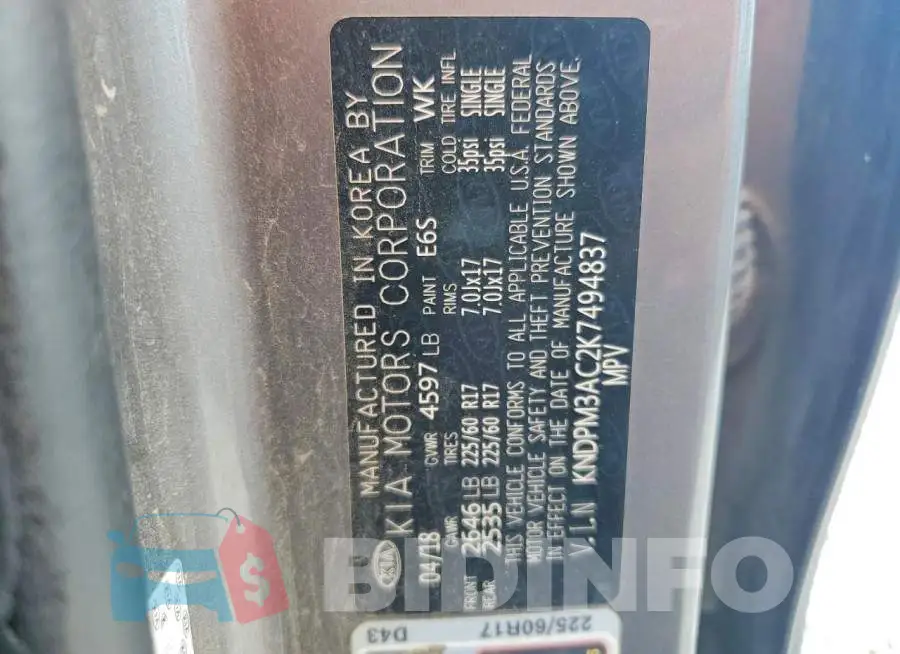 KNDPM3AC2K7494837 Photo# 13