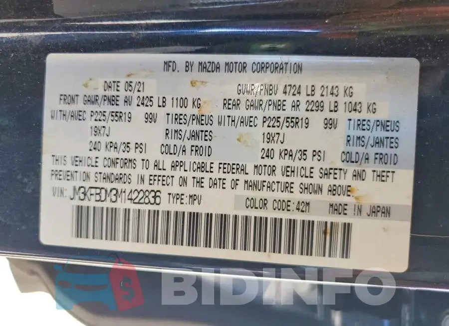 JM3KFBDM3M1422836 Photo# 13