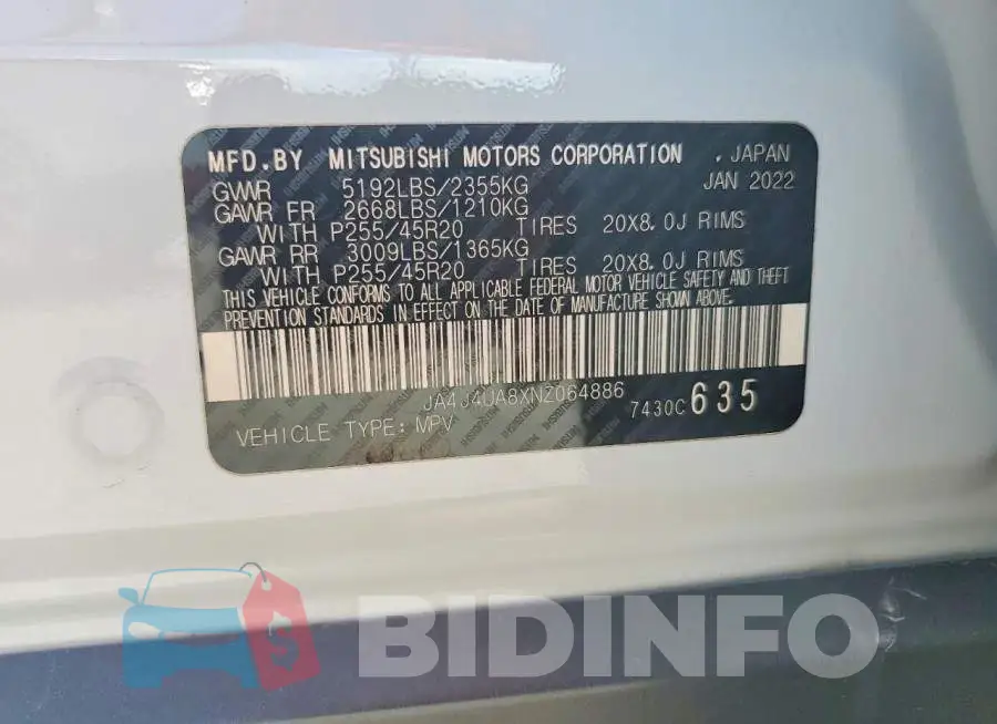JA4J4UA8XNZ064886 Photo# 12